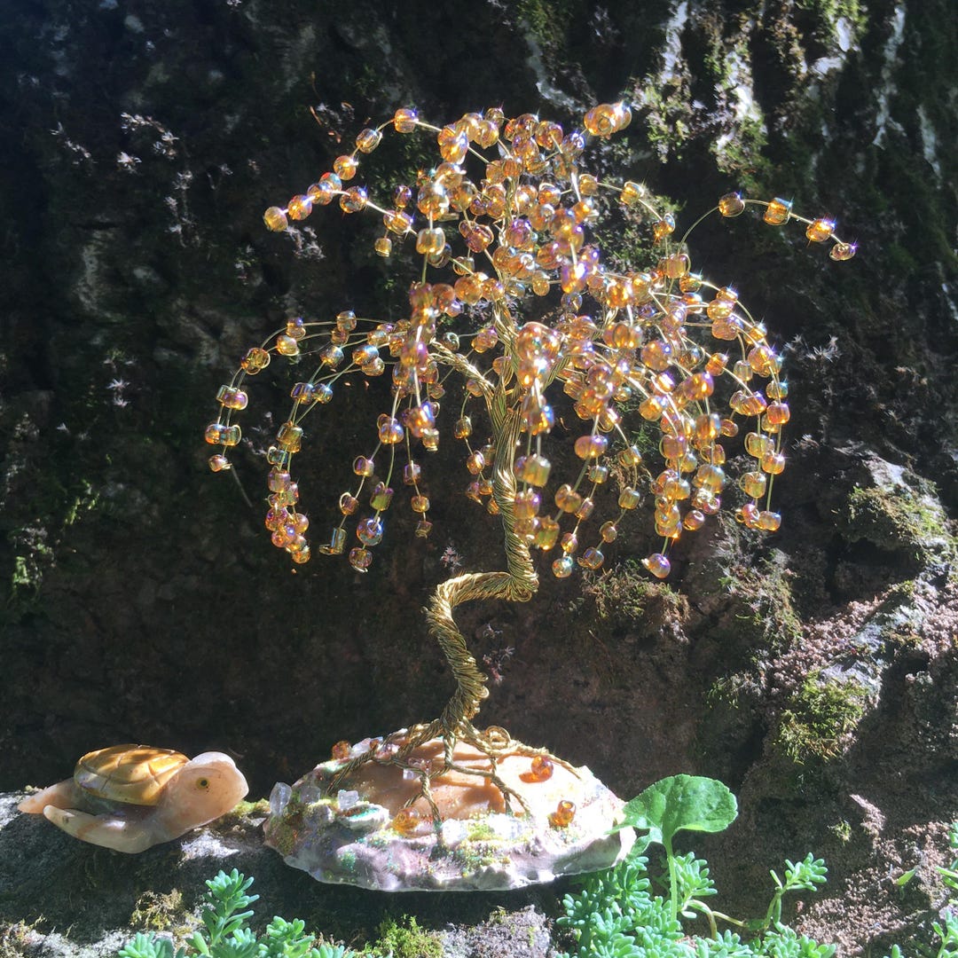 Beaded Brass Wire Tree / Wire Tree / Miniature Wire Tree / Wire Art ...