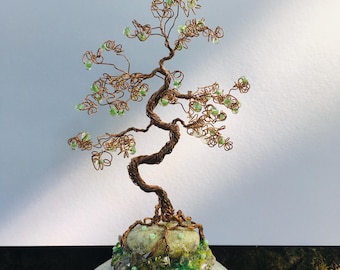 Árvore de arame de cobre com contas / Árvore de arame de cobre / Árvore de arame em miniatura / Escultura de arame / Arte em arame / Decoração para casa