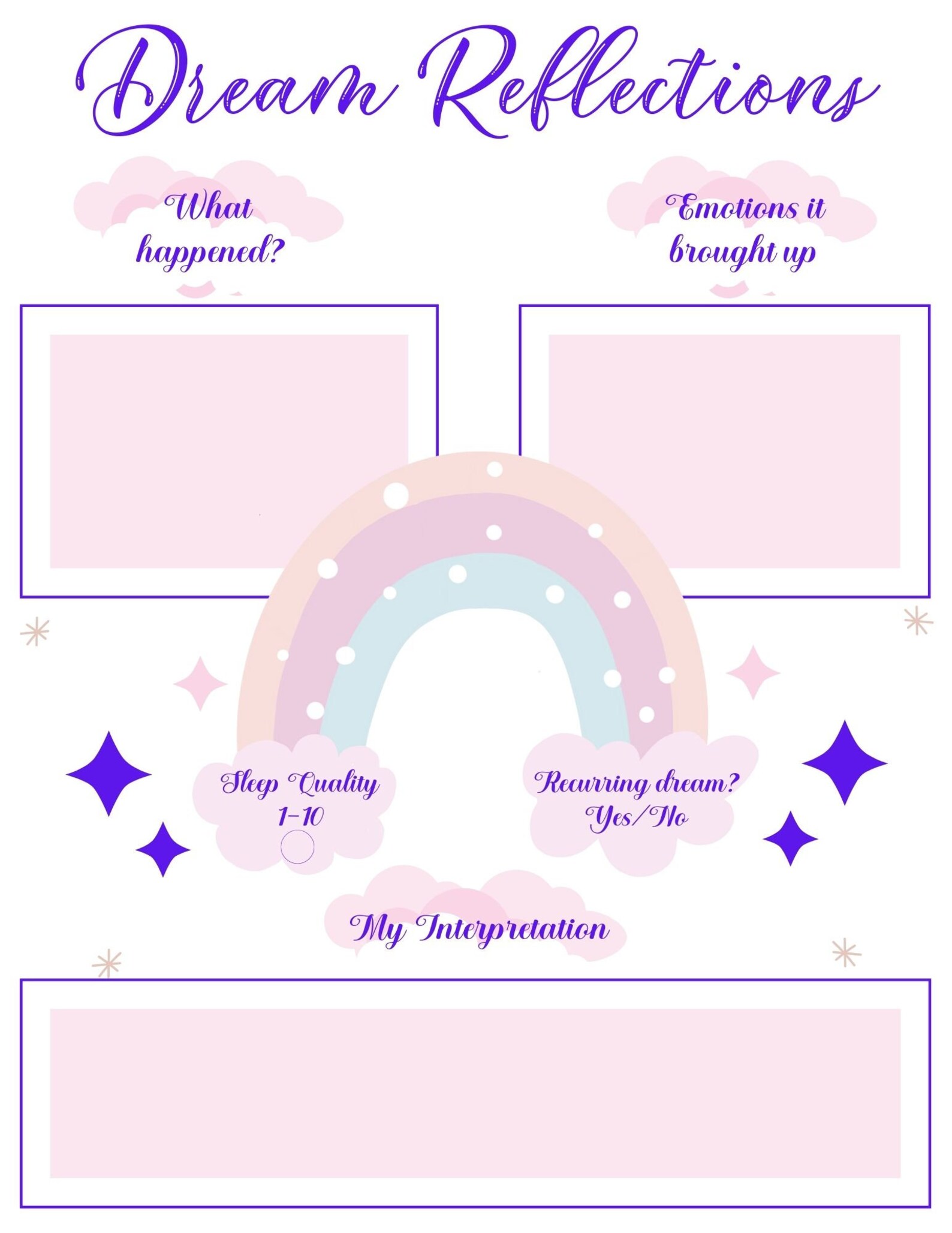 Dream Reflections Printable Journal - Etsy