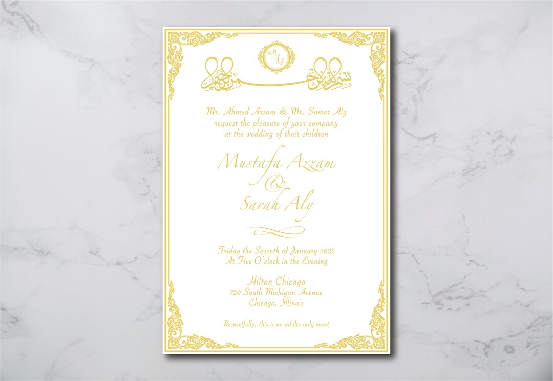 Arabic Wedding Invitation Engagement/nikkah/katb Kitab Etsy