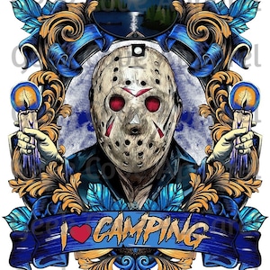 Jason Voorhees I Love Camping Digitale Silhouette PNG Clip Art für all deine Designs
