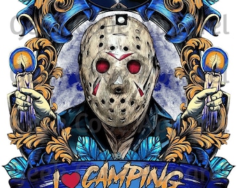 Jason Voorhees I Love Camping Digital Silhouette PNG Clip art for All your Designs