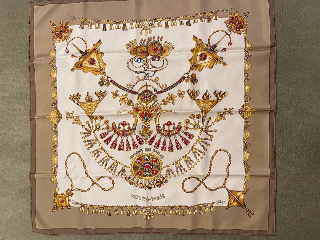 Hermes Vintage Silk Scarf Parures Des Sables. C.1980s Boxed