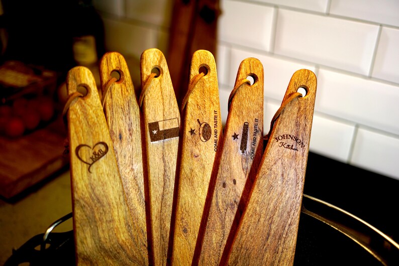 Best Spatula for Cast Iron Custom Gift Personalized Kitchen Gift Engraved Gift Mesquite Wood Spatula 100% USA Made Personalized Housewarming Gift BBQ Grill Accessory Present for Dad Stocking Stuffer Party Favor Personalized Fathers Day Gift Hardwood