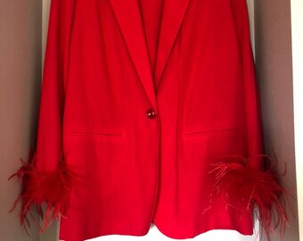 Upcycled Red Oversized Blazer With Hand 