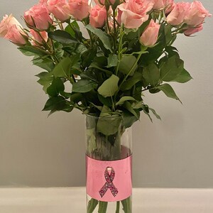 Breast Cancer Awareness vase 9”