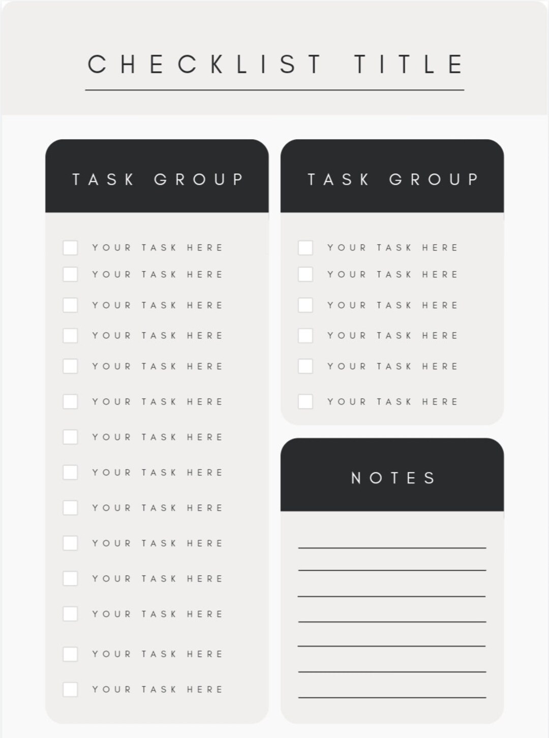 Blank Printable Checklist Template Modern to Do List Digital - Etsy