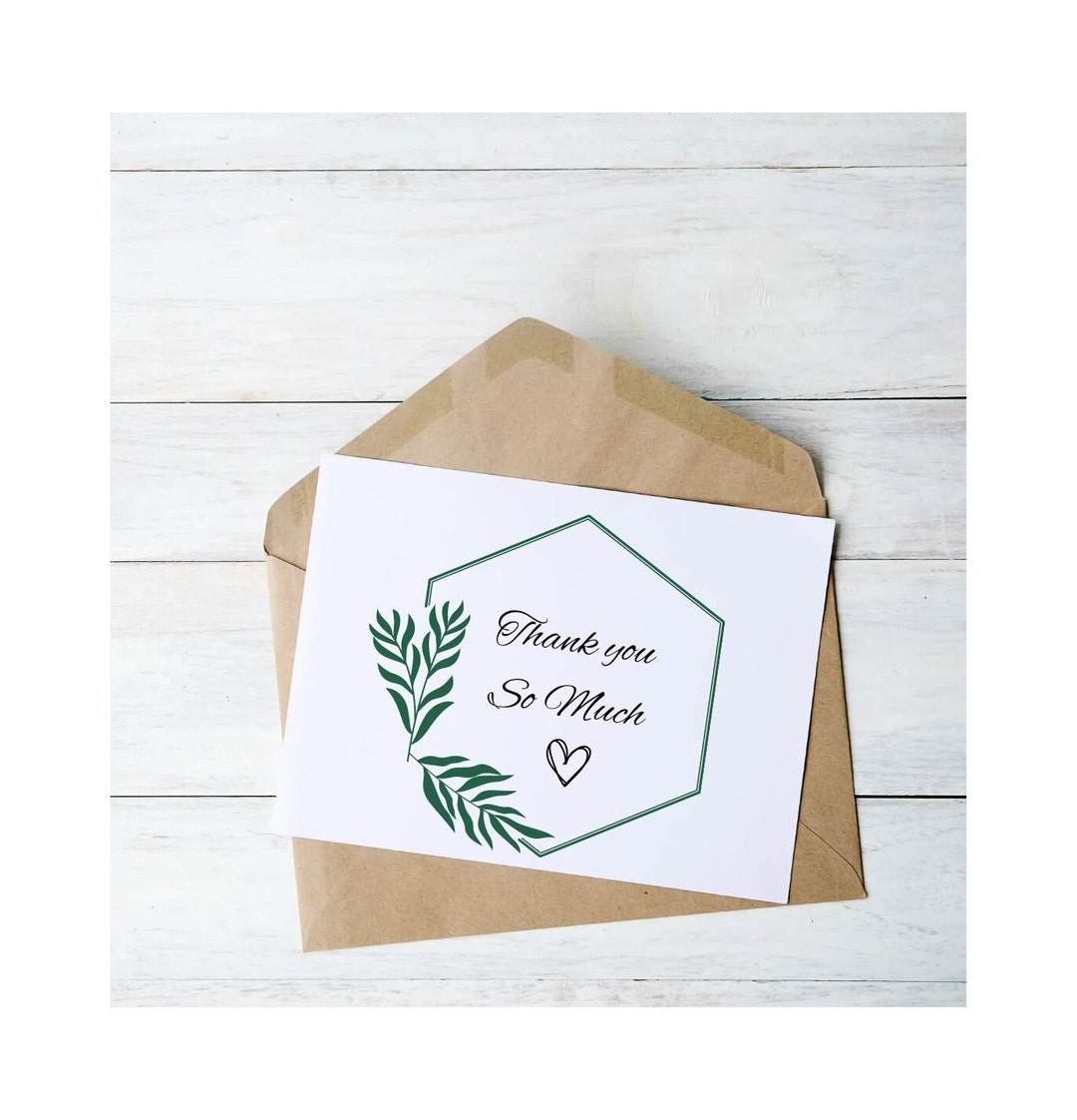Printable, Editable Thank You Card Thank You Card Template Greenery ...