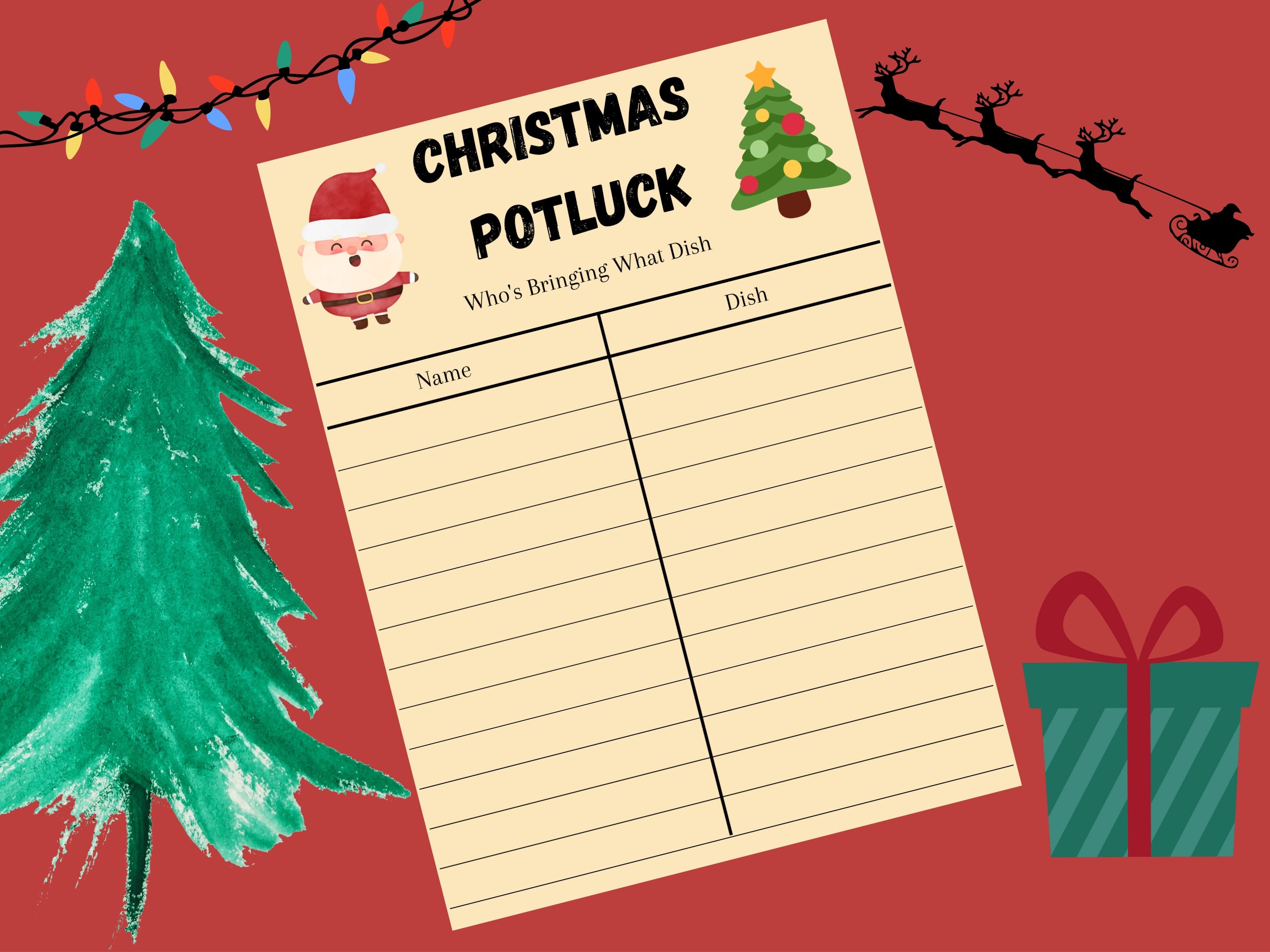 Christmas Potluck Who Brings What Sign up Sheet Feast - Etsy