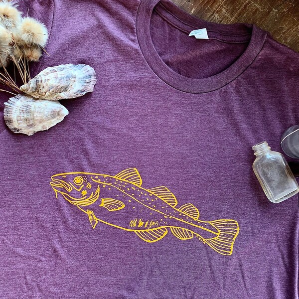 Codfish T-Shirt | Silk Screen | Lino-Cut | Handmade | Super Soft