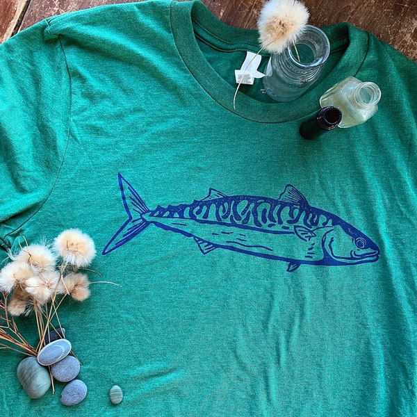 Mackerel T-Shirt | Silk Screen | Handmade | Super Soft