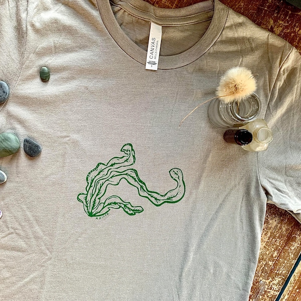 Kelp T-Shirt | Silk Screen | Lino-Cut | Handmade | Super Soft