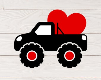 Monster Truck Valentine svg | Valentine Monster Truck svg | Boy Valentine svg | Valentines Day Truck svg | Valentine Red Truck svg | Heart