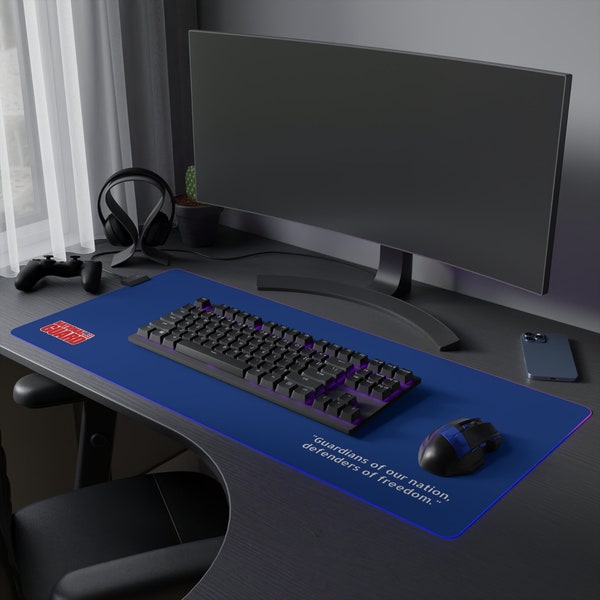 National Guard Pride LED Gaming Mouse Pad |  RGB Light-up Mouse Pad | Military Tech Desk Mat | Gamer Gift | Computer Accessories
