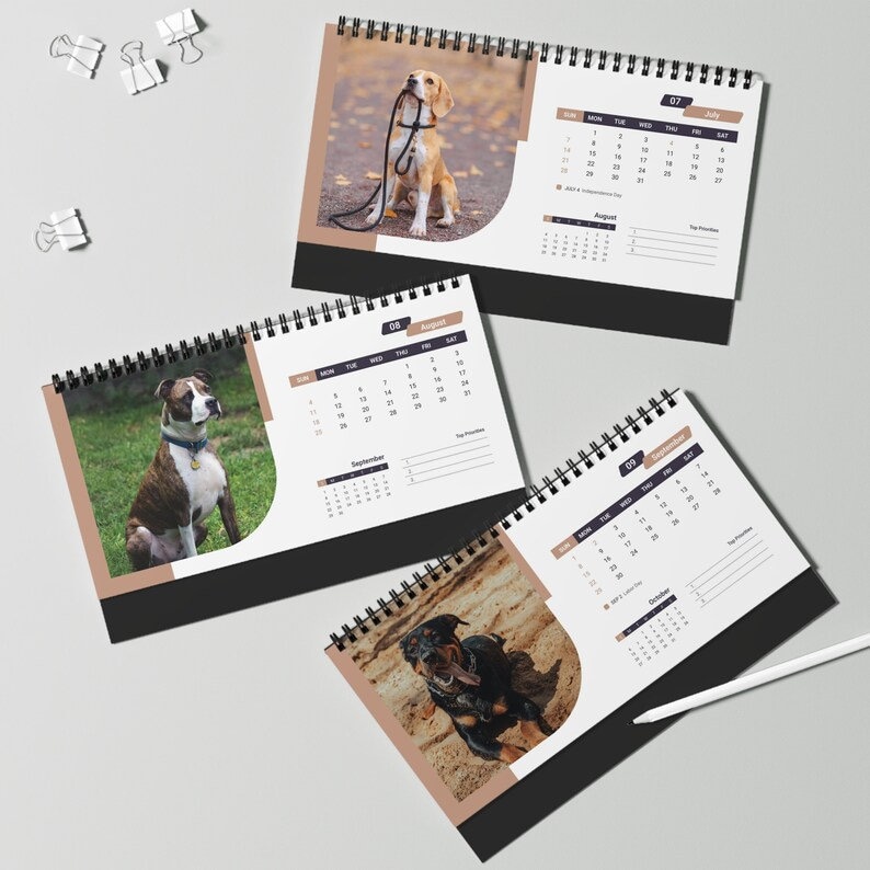 2024 Dog Calendar Desktop Calendar Dog Lover Gift 12 Etsy