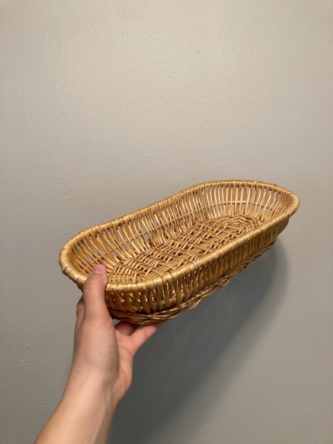 Long Wicker Basket Tray Rattan Wicker Basket Trinket Dish Etsy