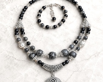 Onyx Necklace, Evil Eye Protection, Jasper Bracelet, Protection Jewelry