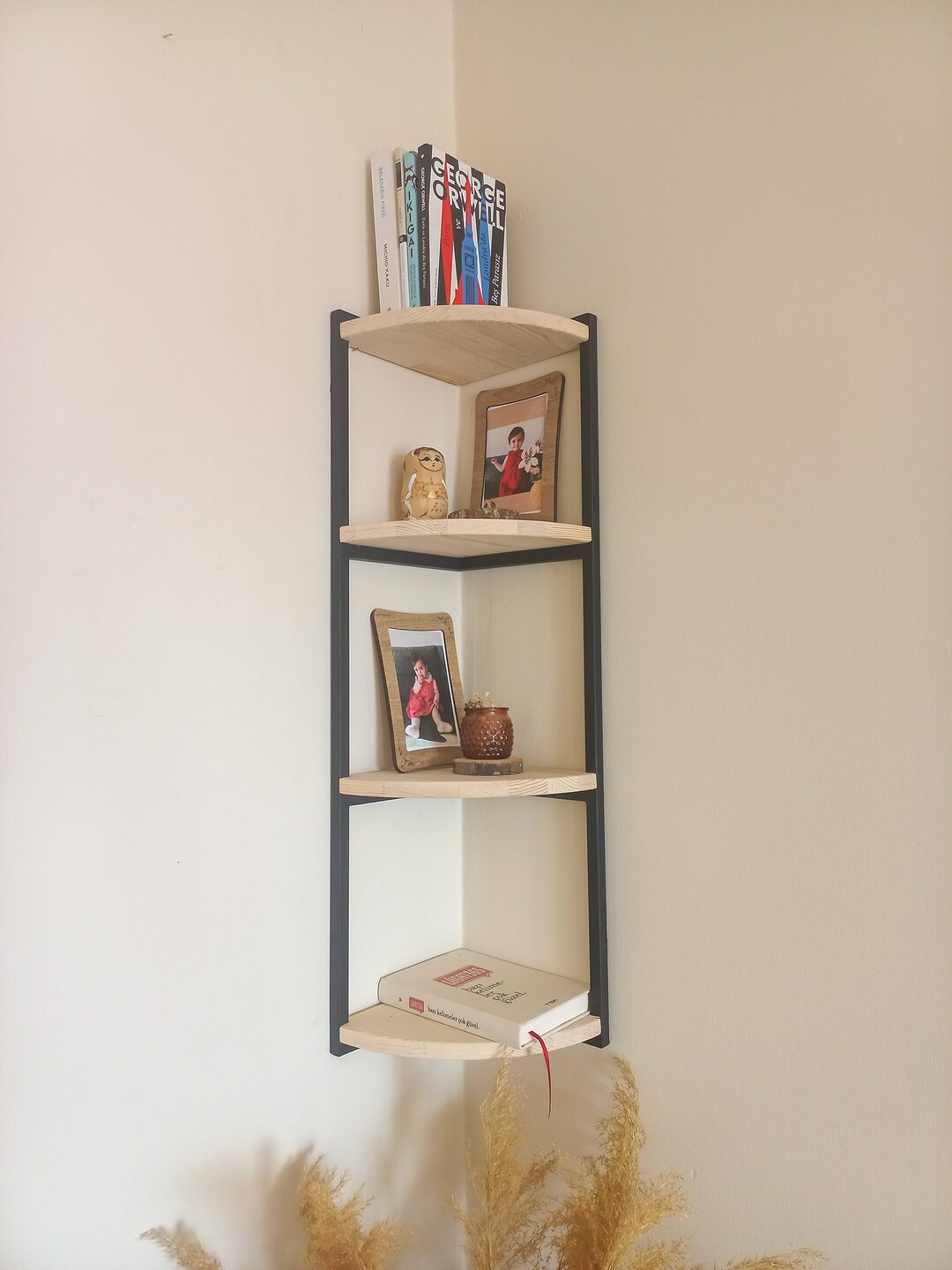 Metal Corner Shelf, Corner Bookshelf, Metal Decorative Shelf, Bathroom