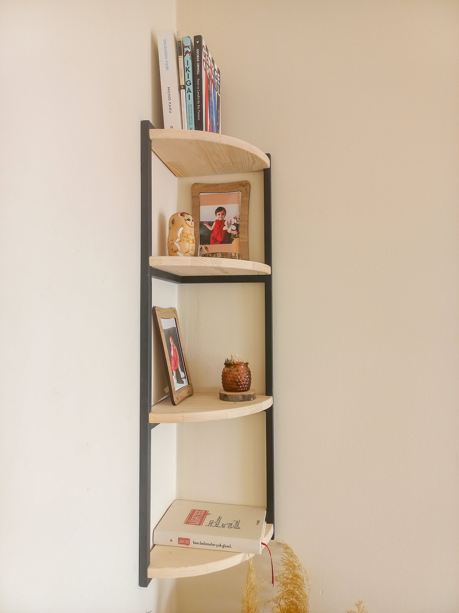 Metal Corner Shelf, Corner Bookshelf, Metal Decorative Shelf, Bathroom