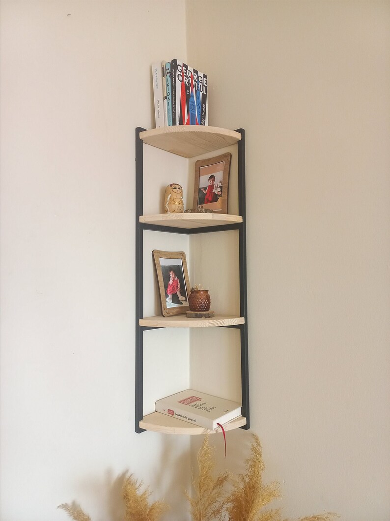 Metal Corner Shelf Corner Bookshelf Metal Decorative Shelf Etsy