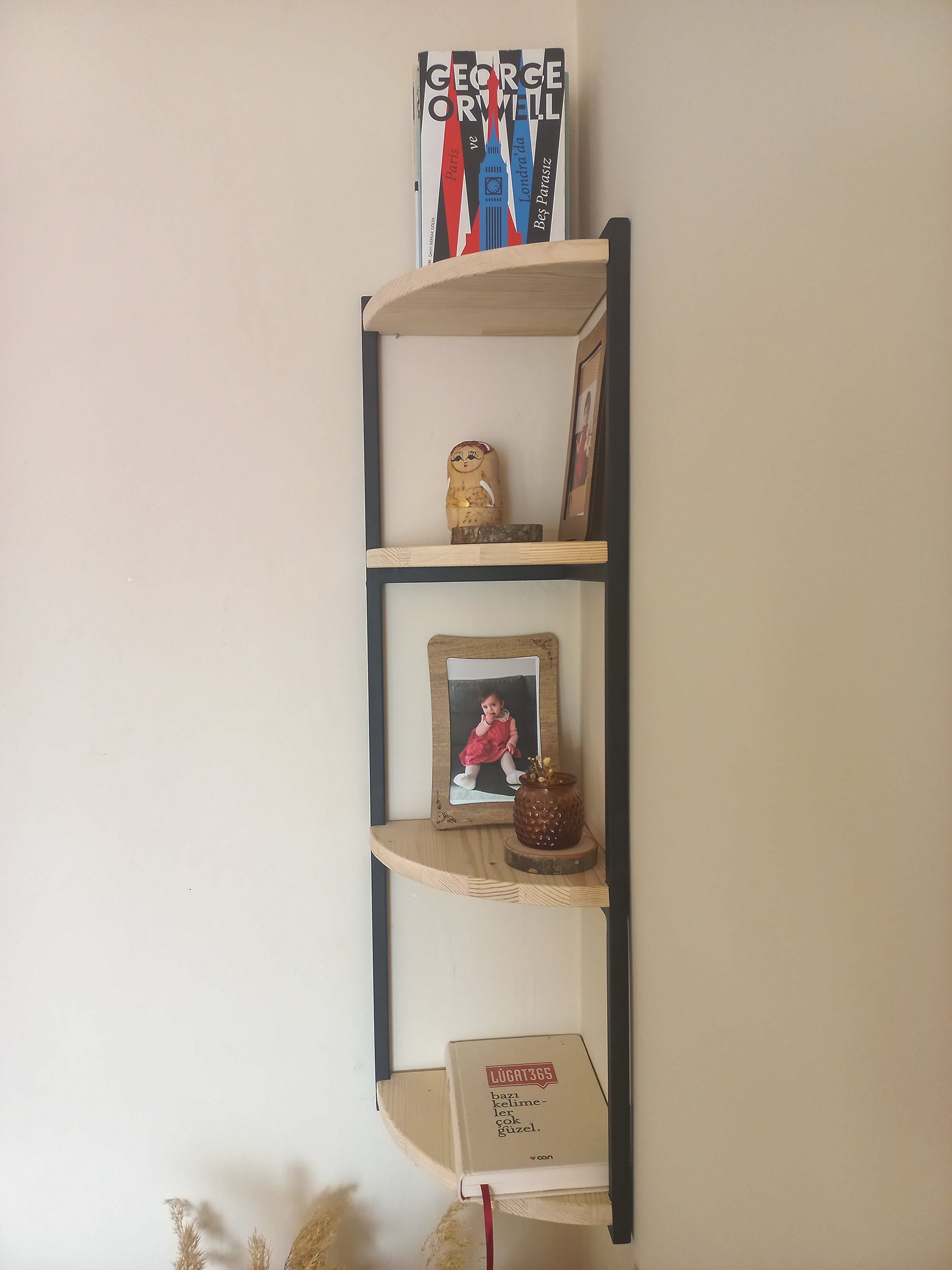 Metal Corner Shelf, Corner Bookshelf, Metal Decorative Shelf, Bathroom