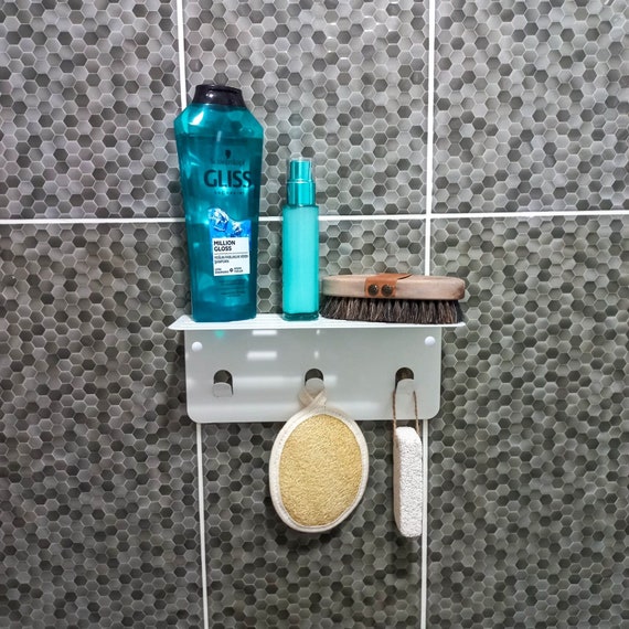 White Metal Shampoo Organizer, Minimalist Bathroom Shelf, Bathroom Design,  Shower Shelf, Bathroom Accessories 