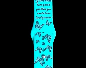 Custom Butterfly Memorial Watch Band: Engraved Fitbit & Samsung
