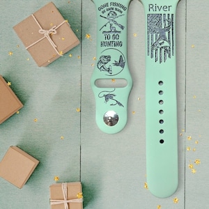 Hunting fishing mens flag, apple compatible watch band, Samsung, Fitbit versa 2, father&#39;s day gift, mens design, fishing