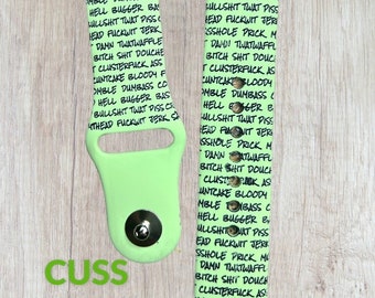 Cuss Word Engraved Watchband: Silicone Apple Watch, Samsung, Fitbit