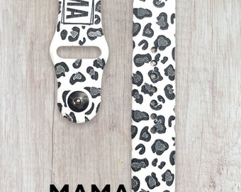 Leopard Mama Engraved Watch Band: Samsung, Fitbit, Apple