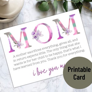 DRUCKBARE Karte für Mama, Muttertagskarte, Geburtstagskarte für Mama, Muttertagskarte druckbar, Sofortiger Download, druckbare PDF