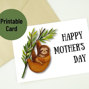 PRINTABLE Card For Mom, Mother&#39;s Day Card, Mother&#39;s Day Card Printable, Animal Mother&#39;s Day Card, Instant Download, Printable PDF