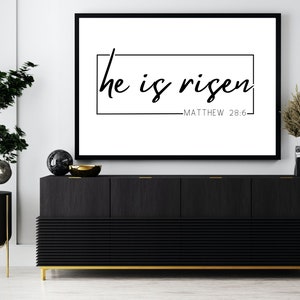 He Has Risen Printable, Easter Printable, Easter Prints, Christian Easter Print, Easter Wall Art, Christian Wall Art, Digital Download,