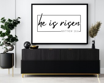 He Has Risen Printable, Easter Printable, Easter Prints, Christian Easter Print, Easter Wall Art, Christian Wall Art, Digital Download,