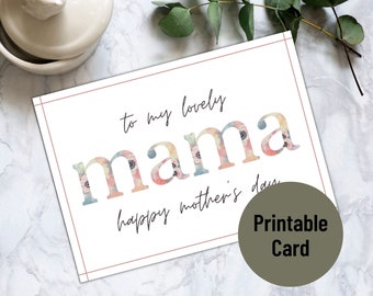 DRUCKBARE Karte für Mama, Muttertagskarte, Muttertagskarte zum Ausdrucken, Sofortiger Download, druckbare PDF-Datei