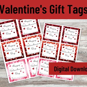 Valentine&#39;s Day Gift Tags, Printable PDF, Gift Tags for Valentine&#39;s Day, Instant Download