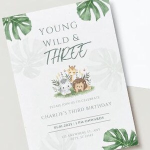 Jungle Safari Birthday Invitation | Editable Template | Instant Download