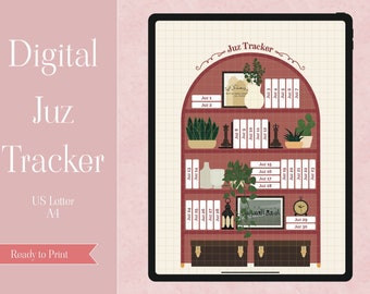 Modern Minimal Maroon Printable Juz Tracker | Digital Hifdh Quran Memorization Log