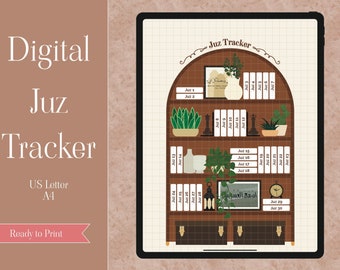 Modern Minimal Brown Printable Juz Tracker | Digital Hifdh Quran Memorization Log