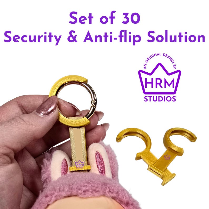 Complete Sets | Security & Anti-flip System for 17cm Plush Pendant | Keychain Anti-Theft Device | Keyring Clip Guard Protector Prevention 30 for 17cm Doll