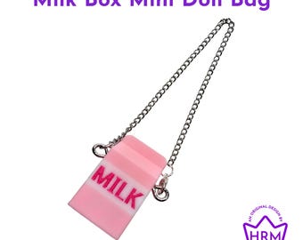 Strawberry Milk Mini Purse | Compatible w/ 17 cm Dolls & Plush Pendants | Bag Accessory for Doll Outfits or Dollhouse
