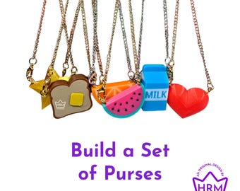 Build a Set of Purses | You Pick 2 | Compatible w/ 17 cm Dolls & Plush Pendants | Bag Accessory for Designer Doll Outfits or Dollhouse