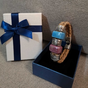 Bracelet en liège naturel pour femme, bijoux végétaliens, écologique, durable, très doux, flexible et durable