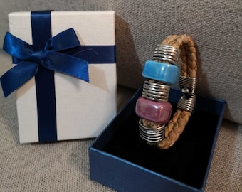 Natuurlijke kurk armband voor vrouwen, veganistische sieraden, milieuvriendelijk, duurzaam, zeer zacht, flexibel en duurzaam