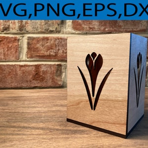Laser Cut Box (Glowforge) Mountain Flower, Lente, Zomer, SVG, DXF, PNG, Natuur, Home Decor, Box File gf svg, laser file
