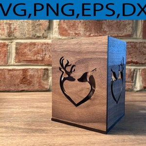Deer box, Hunter Box (Glowforge) Hunter Gift, Votive, Storage BoxSVG, DXF, PNG Hunter cadeau svg-bestand, Natuur svg