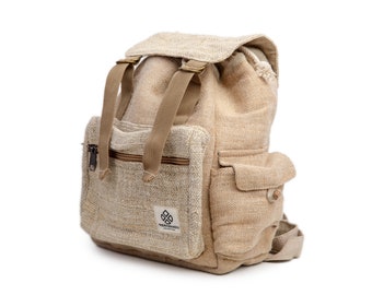 Organic Hemp Backpack - Handmade Eco-Friendly Design - Medium Sized Daypack for Men and Women - Made in Nepal