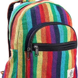 Mini Hemp Backpack Bag - Blue Boho Eco Friendly Unisex Rustic Durable by Freakmandu