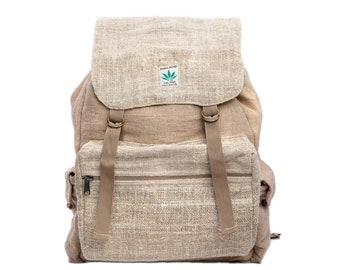 Large Hemp Backpack Bag - Eco Friendly Men Women Rustic Durable