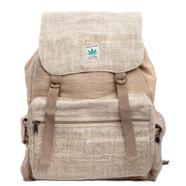 Large Hemp Backpack Bag - Eco Friendly Men Women Rustic Durable